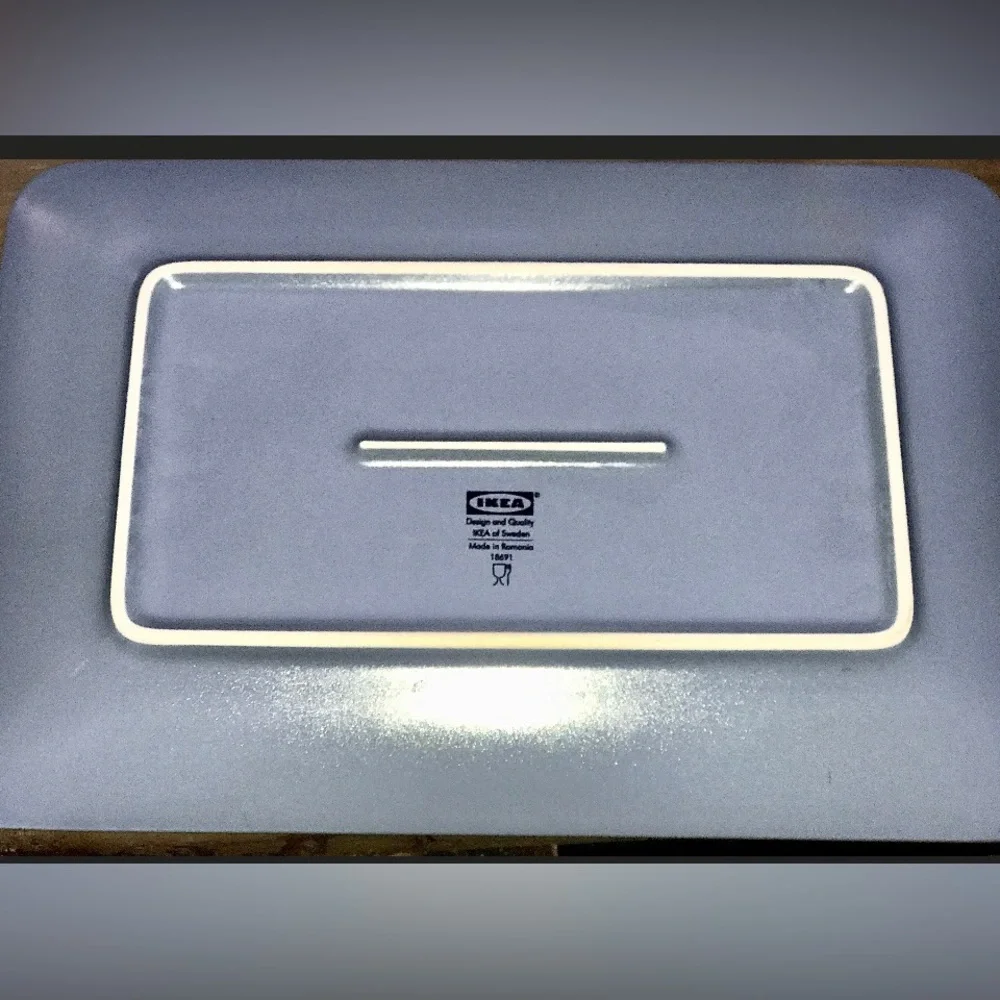 Discontinued Dinera Gray Fargrik IKEA of SWEDEN Rectangular Dinner Plate